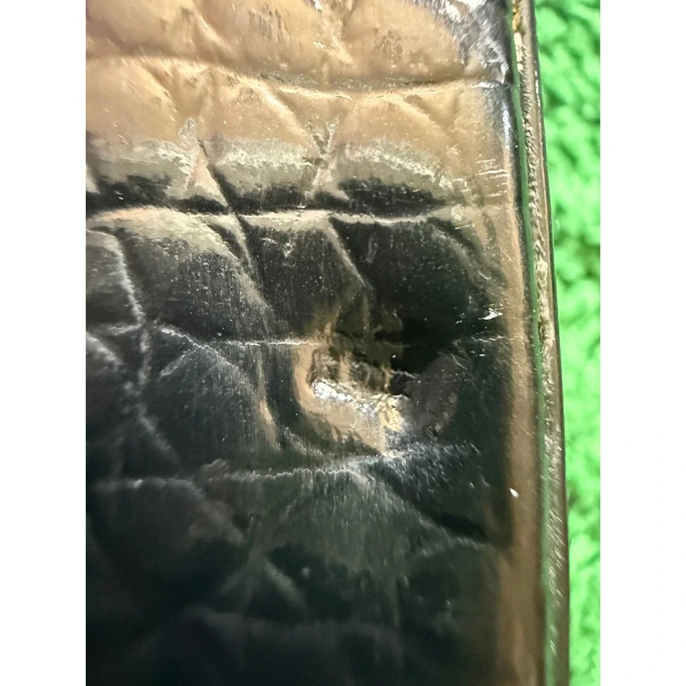 Unbranded Vanity Case Women Medium‎ Black Fair Croc Embossed Retro Train Bag